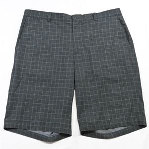 Nike 36 x 11" Black Check 639801 Dri Fit Fairway Plaid‎ Flat Front Golf Shorts